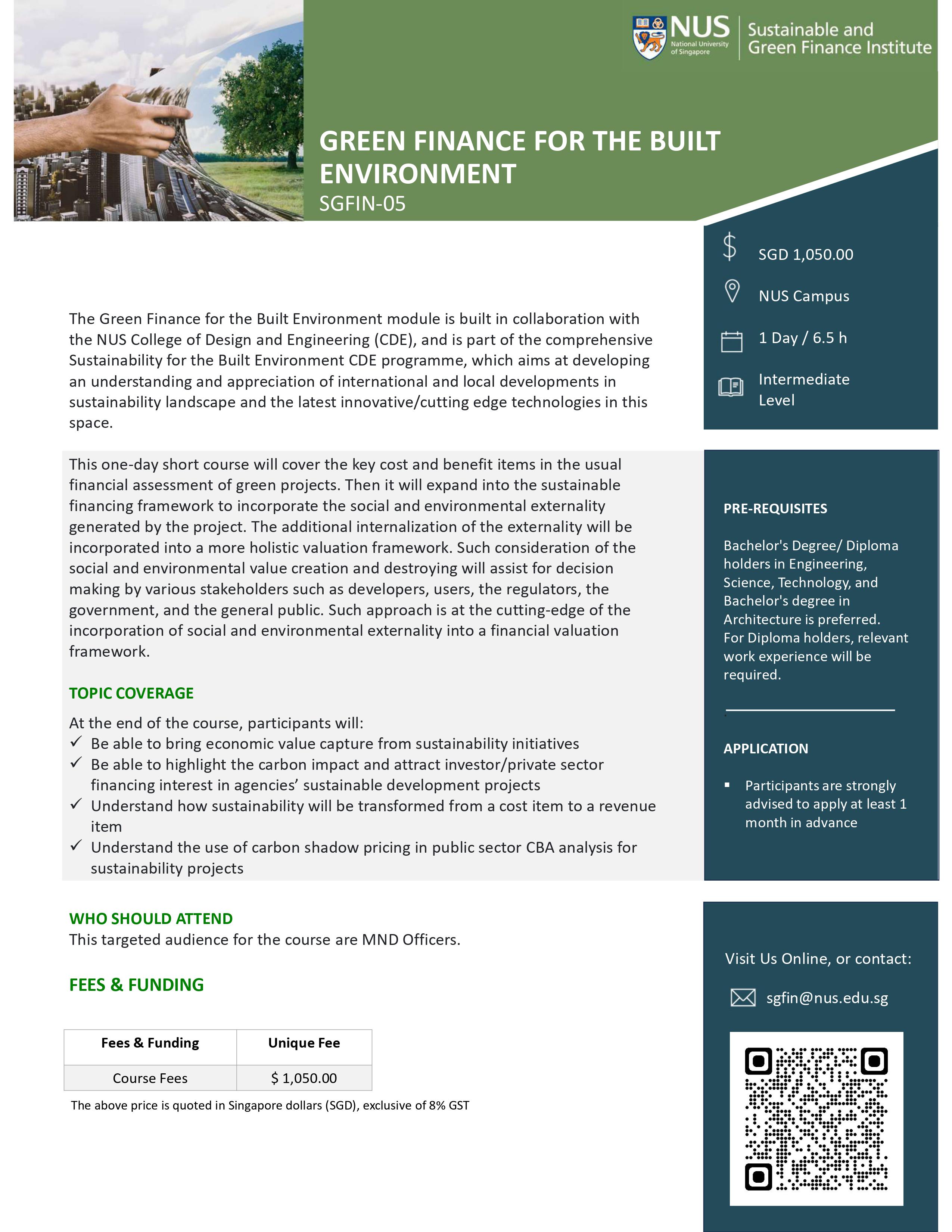 Green Finance for the Built Environment Professional Programme Brochure v8