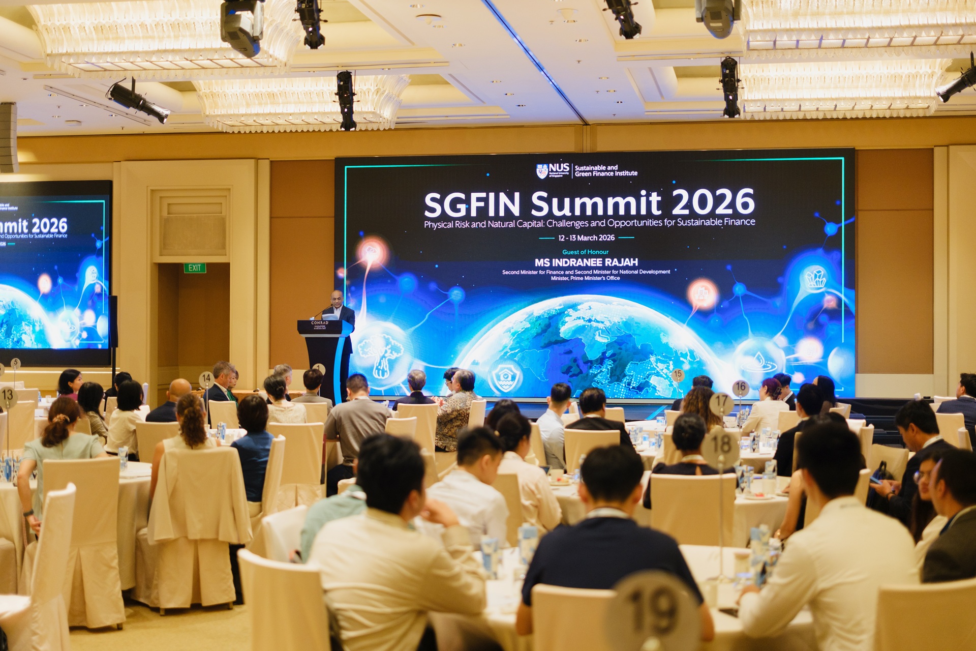 A full house at the SGFIN Sustainability Summit 2026, held on 12 – 13 March at the Conrad Singapore.